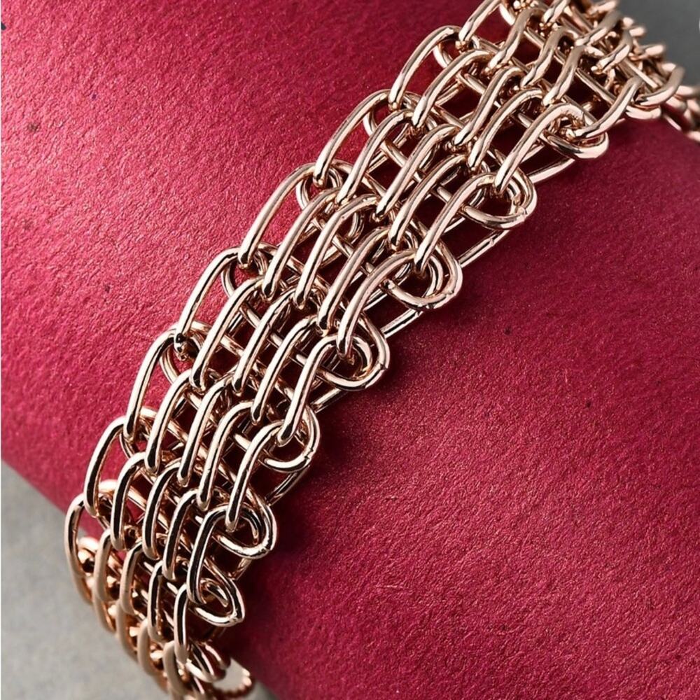 Artisan crafted 14k Rose Gold over Sterling Silver Chain Bracelet